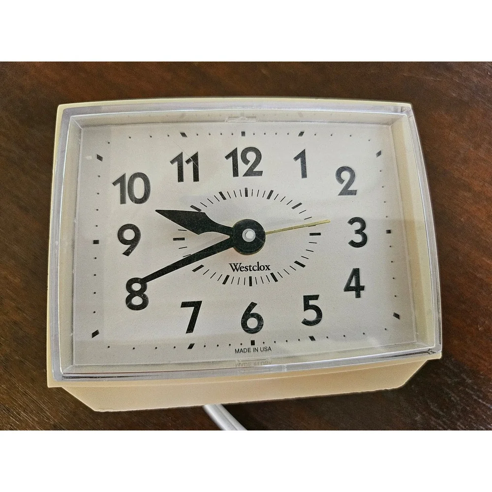 Westclox Alarm Clock Cream Vintage Electric Analog E54 / 55 Made in USA